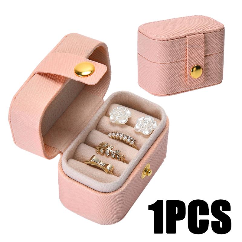 Mini Jewelry Ring Storage Box Portable Women Jewelry Organizer Case Jewelry Box Leather Travel Small Cute Earring Jewelry Box