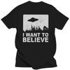 Stylish Male The X Files I Want To Believe Tshirt Short-Sleeve Cotton T-shirt Alien UFO Area 51 T Shirt Harajuku Streetwear