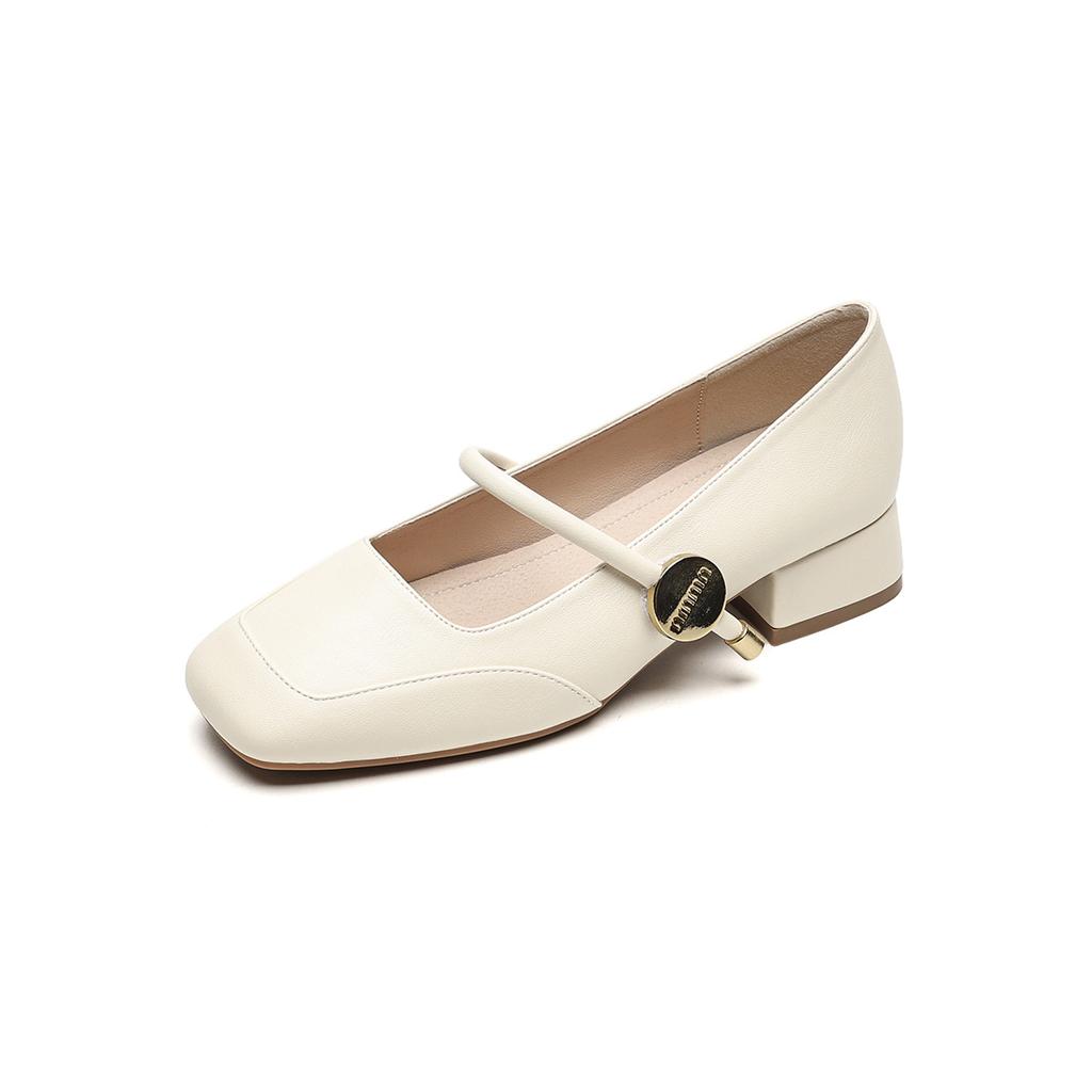 Mary Jane Shoes Women's Thick Heel Summer Word with Shallow Mouth Single Shoes Women