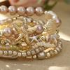 1 Set Bohemian Starfish Bracelets for Women Coastal Style Stackable Stretch Bracelets Faux Pearl Beaded Bracelets for Holiday Summer Beach