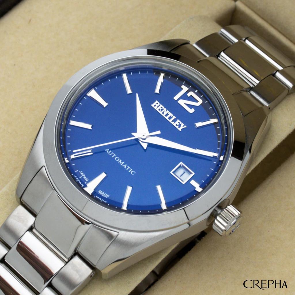 Automatic Watch Analog Mechanical Automatic Winding Waterproof Metal Band Bentley Blue Silver [Clefer] Men's BT-AM392-NVS