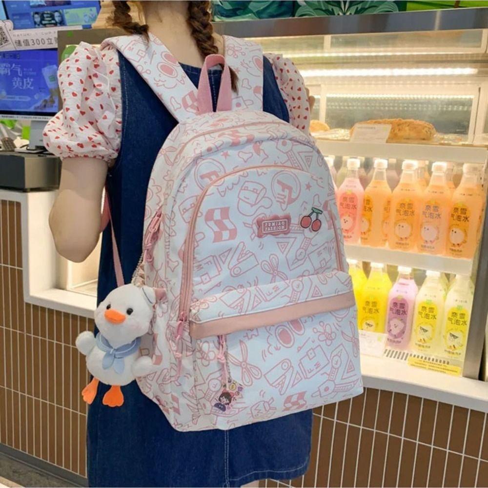 Doodle Students Backpack Graffiti Shoulder Bag Large Capacity School Bag  Travel