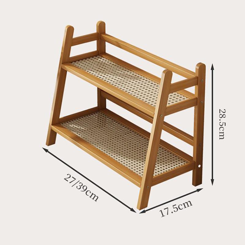Organizzatore di Tazze a Doppio Strato, Scaffale Portaoggetti Stile Rattan, Portaoggetti da Tavolo per Cucina, Vassoio Multifunzionale per Organizzazione Casa Ufficio Campeggio