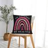 October We Wear Pink Rainbow Breast Cancer Awareness Ribbon Pillow Case Cushion Covers Decorative Pillowcase for Home 40x40cm