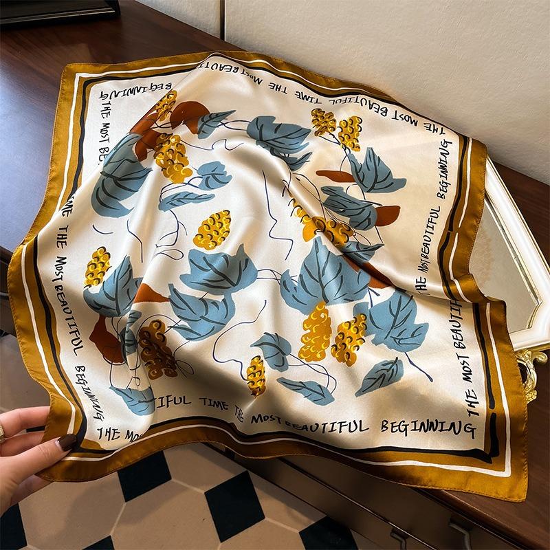 New Silk Silk Scarf Women's Spring Fashion Elegant Peony Plain Crepe Satin Silk Scarf 100% Mulberry Silk Square Scarf 53 Silk Scarf