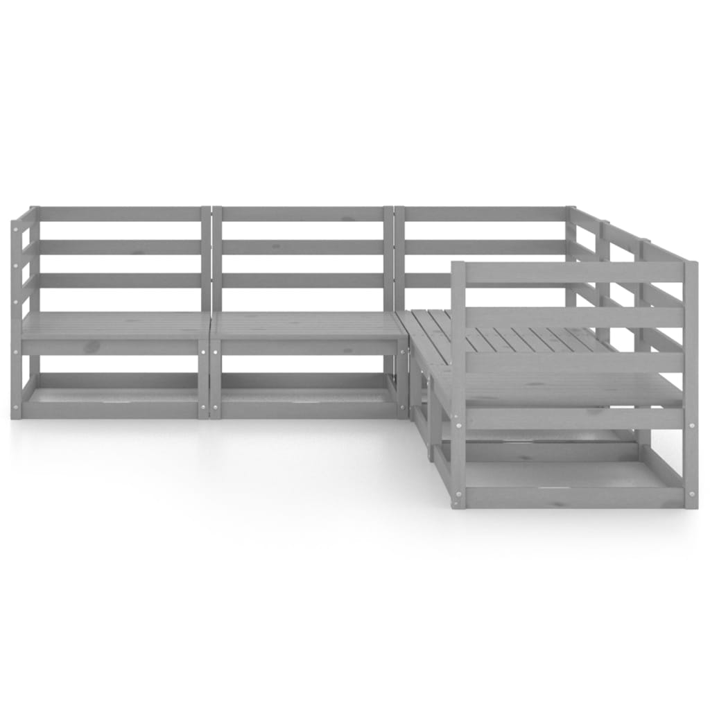 Vidaxl 5-Cz. Garden Lounge Furniture Set, Grey, Pine