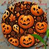 Halloween Pumpkin Iron Metal Wall Art Retro Round Sign Home Decor
