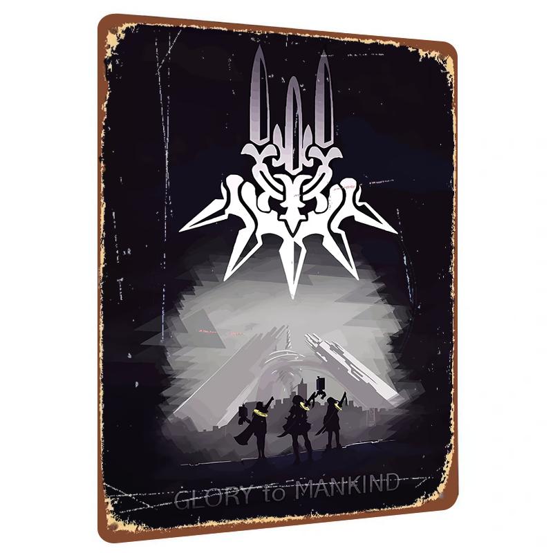 

Custom Metal Wall Art Glory to Mankind Symbol Illustration Home Decor Game Room Decoration Modern Poster 20x30cm（7.8x11.8inch）