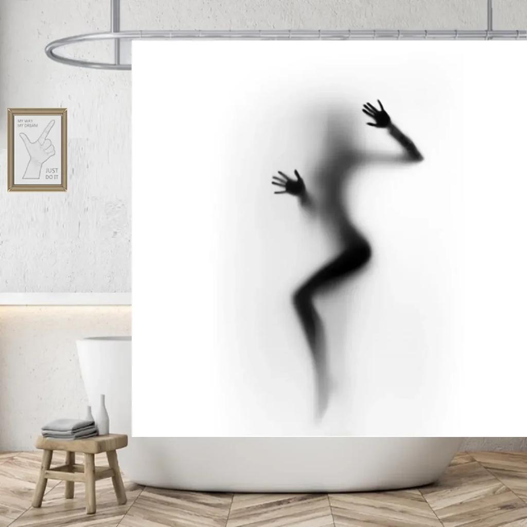 Get Naked Sexy Woman White Shower Curtain Waterproof High Quality Polyester Fabric Beach Washable Original Cortinas Home Decor