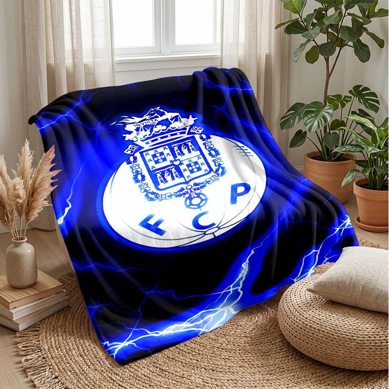 FC Porto Theme Blanket Soft Flannel Blanket Plush Throw Blanket Cozy Sofa Bed Blanket for Home Decor