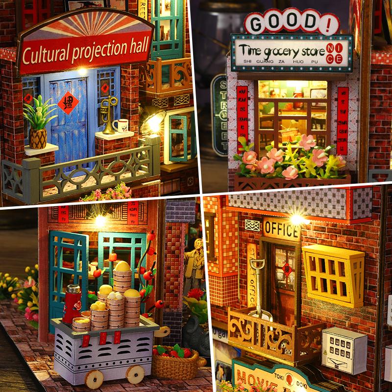 Wooden Mini Doll Houses DIY 3D Puzzle Building Assembly Building Model Toy Home Bedroom Decoration Dollhouse For Christmas Gifts