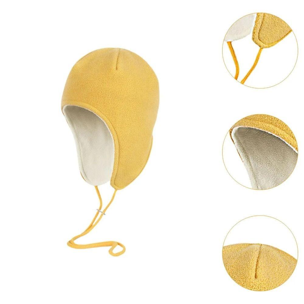 Adjustable Ear Protection Cap Drawstring Fleece Hat Fashion Ear Flap Hat  Cycling