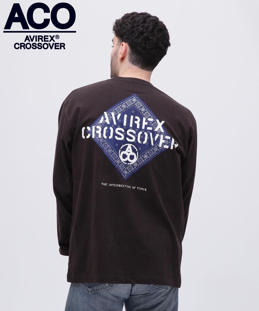 Avirex CROSSOVER BANDANA PATCH LONGSLEEVE Size T-SHIRT, Men's, M, 010, Black, 783-4230023