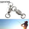50pcs Ball Bearing Swivels Double Round Split Rings Connectors Fishing Tackle
