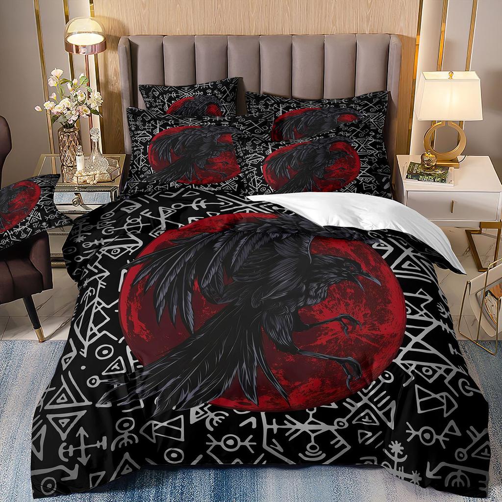 Cartoon Animation Bedding 3D Digital Printing Animal Plaid Unicorn Quilt Cover Three-Piece Set