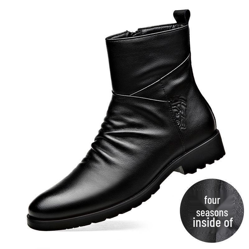 

Men s British Style Chelsea Boots: Genuine Leather, Pointed Toe, Short Tube, Zipper, Autumn/Winter. Size 37