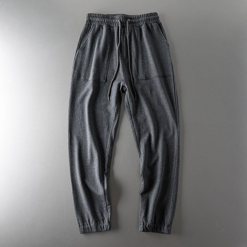 Export Men's Pants Original Tail Single Cut Label Sports Pants Men Fall and Winter Straight Ankle Tied Pure Cotton Pants Export Men's Casual Pants