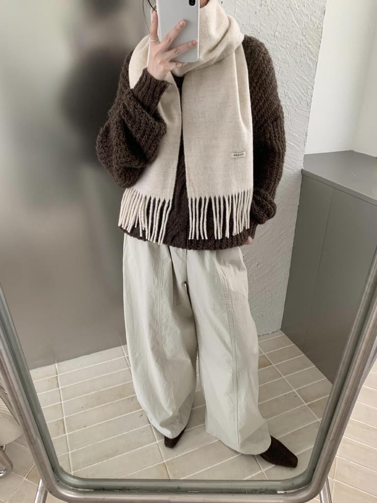 Women's Wool Blend Tassel Scarf - Versatile Korean Style Fashion for Autumn/Winter