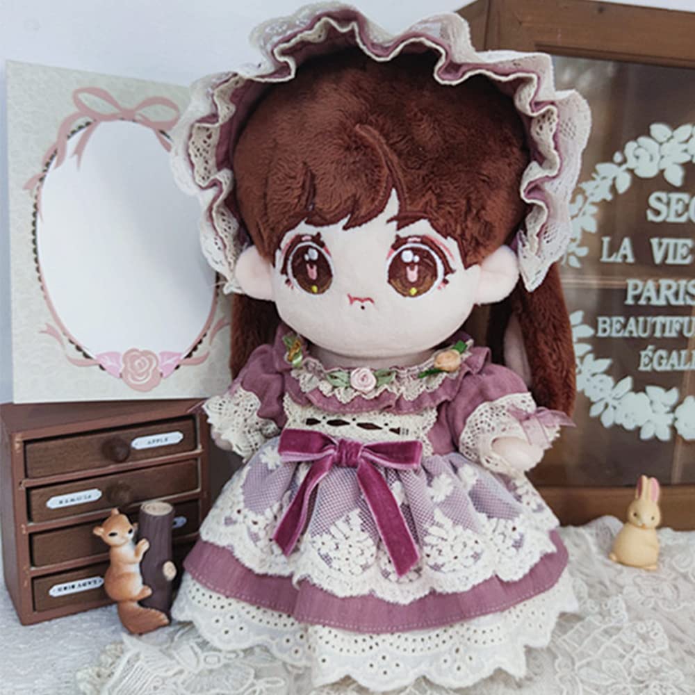 niannyyhouse 20cm Doll Clothes, Purple European-Style Lace Dress, Doll Baby Clothes, Dress-Up, Cotton Doll Clothes, for Plush Toys