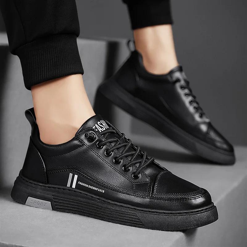 Fashion Men's Shoes 2025 Spring New Casual Shoes Fashionable Low Top Soft Soled Board Shoes Simple Thick Soled Breathable Single Shoes