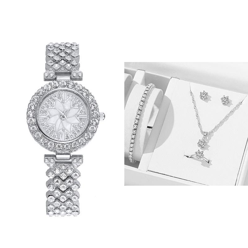 Koreanischer Strass Damen Armbanduhr mit floralem Zifferblatt