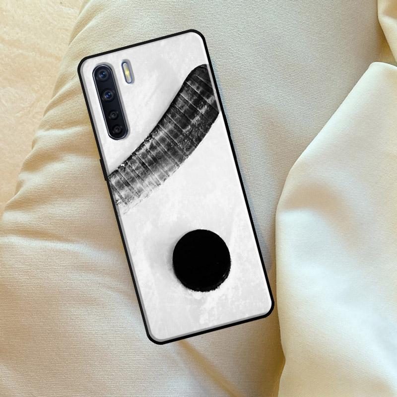 Hockey Stick and Puck For OPPO A15 A16 A76 A96 A52 A72 A92 A98 A78 A58 A5 A9 A53 A17 A77 A57S A94 A74 A54S Case