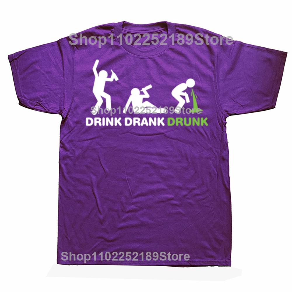 Funny Evolution of Drinking Graphic T-shirts Men Women's Fashion Casual Tshirt 100% Cotton Loose Oversized Beer Alcohol T Shirt