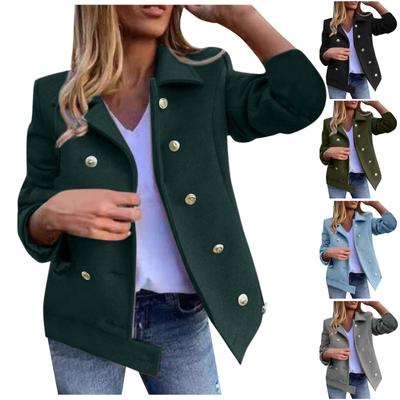 Women's Fashion Temperament Solid Color Slim Fit  Double Breasted Suit Top Jacket