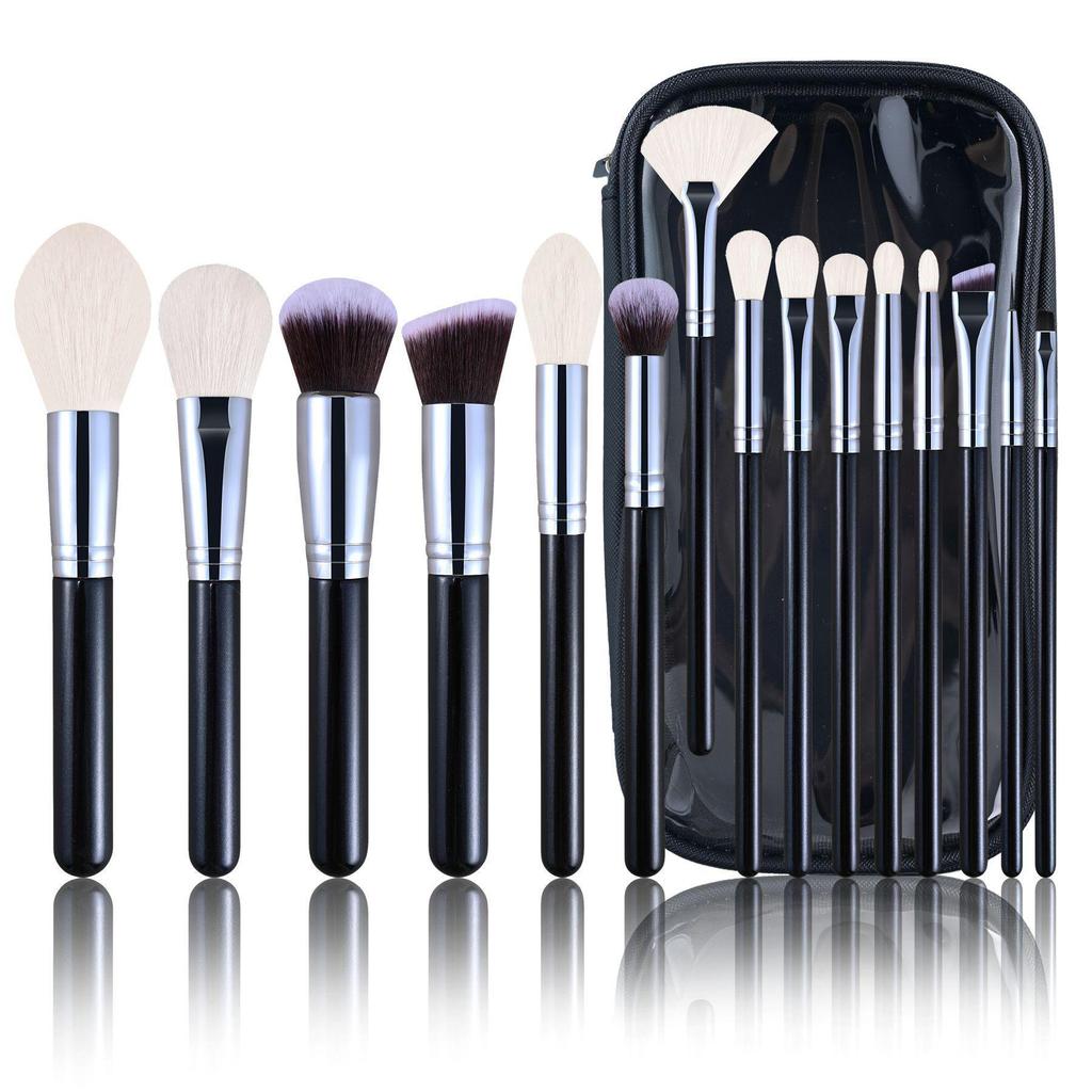 Cangzhou 15-Piece Animal Hair Makeup Brush Set: Eye Shadow & Foundation Brushes