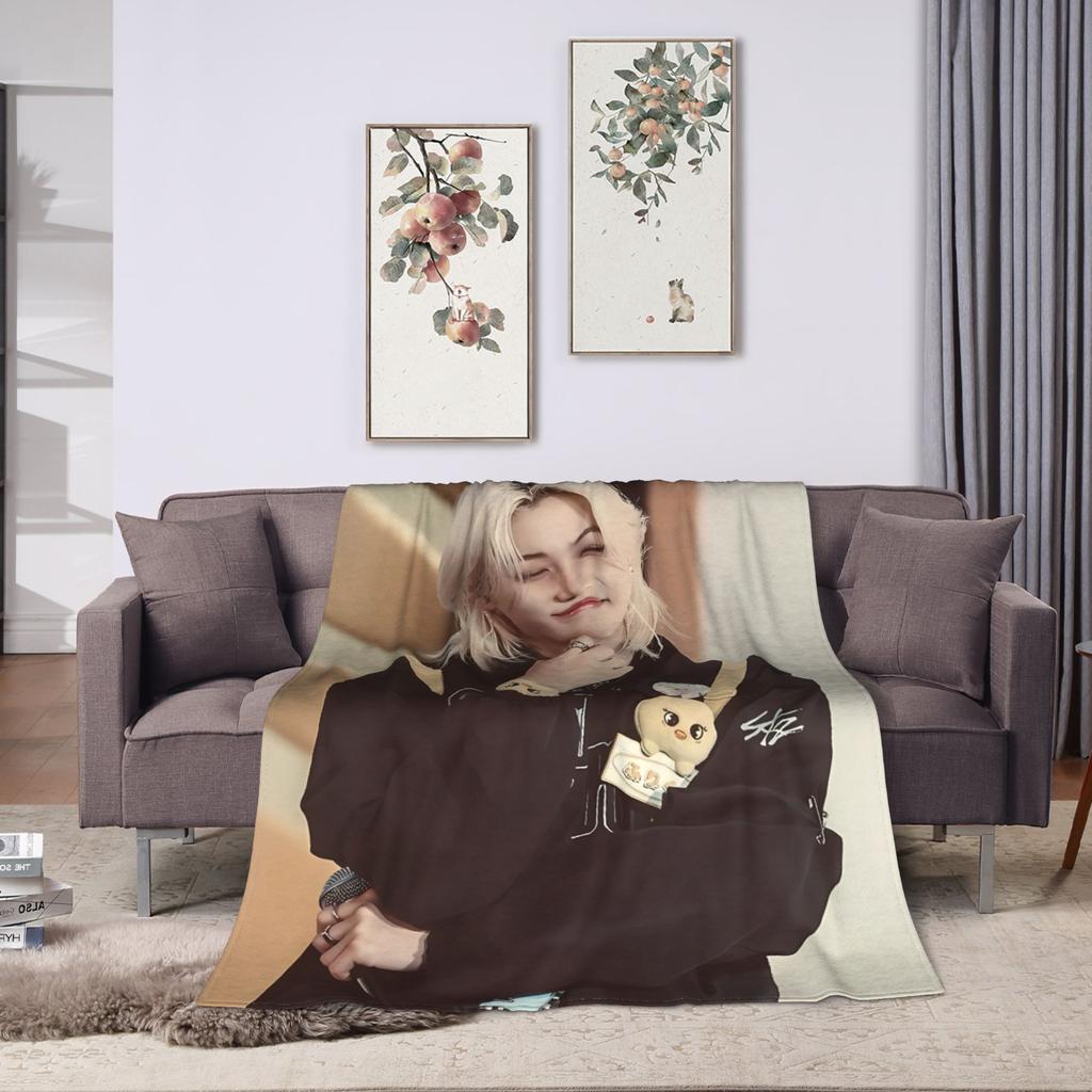 Super Warm BlanketKids Camping S-StrayKids Felix Bedding Throws  Flannel Bedspread For Outdoor Street Trend Sofa Bed Cover