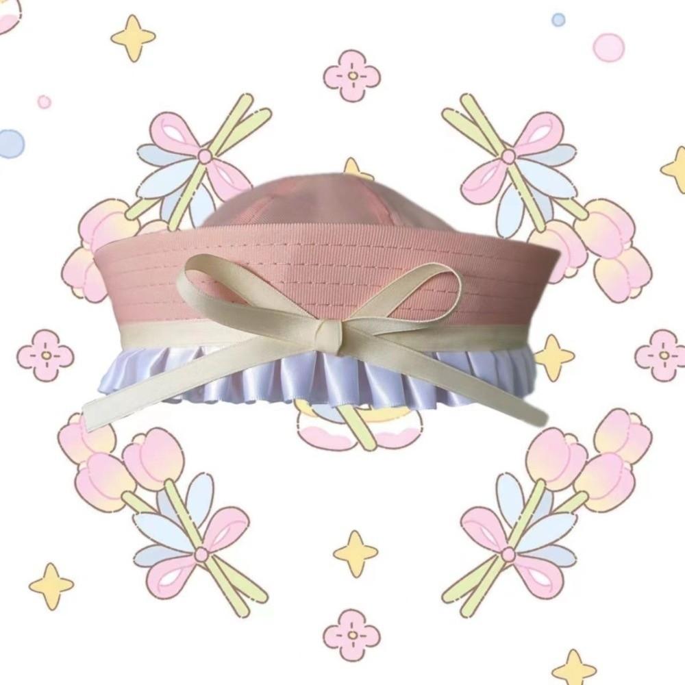 Ruffle JK Bow Beret Dome Navy Cap Retro Sailor Hat Ladies