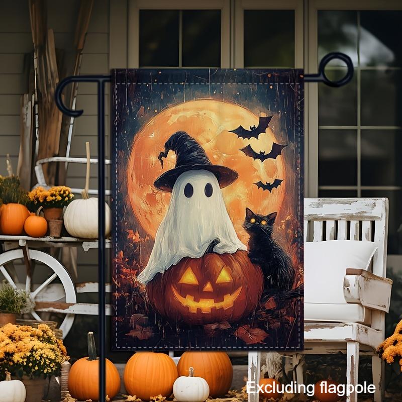 1pc Double-Sided Halloween Garden Flag - Party -  Easy Hang with Hooks - Spooky Halloween Decor, Festive Porch Display