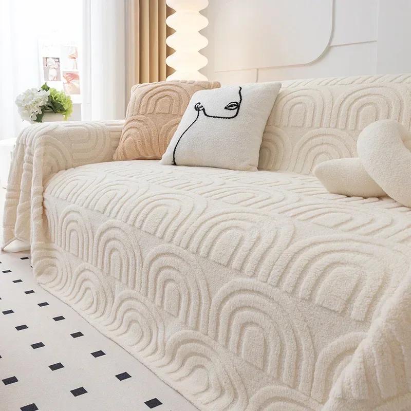 Anti Cat Scratch Plush Sofa Towel Full Package Winter Thickened Sofa Cover Simple Modern Sofa Cover Cloth Blanket