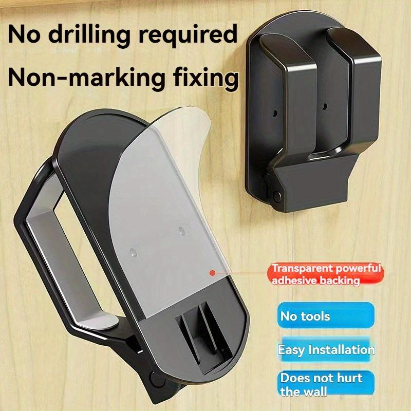 1pc Foldable Desktop Clutter Buster Switch Handle Adhesive Hanging Stand - Space-Saving Wall-Mounted Organizer with Sticky Pad