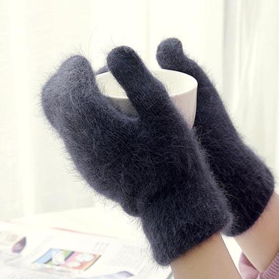 

Женские эластичные перчатки с длинными пальцами, милые перчатки из кроличьей шерсти, женские зимние варежки, модные однотонные варежки, утепленные теплые перчатки