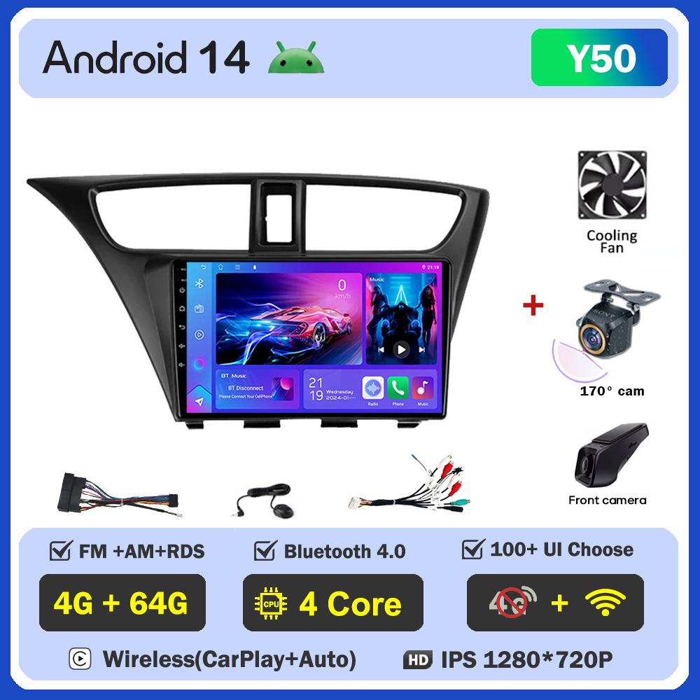 For Honda Civic 9 FK FB 2012 - 2017 Car Radio Player Car Carplay Screen Autoradio Mirr 4G or Link Car Intelligent Systems 8 Core