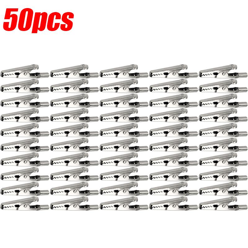 1/50pcs Metal Alligator Clips Crocodile Test Clip Cable Lead Screw Fixing Tools Connectors Silver Electric Test Pins Supplies