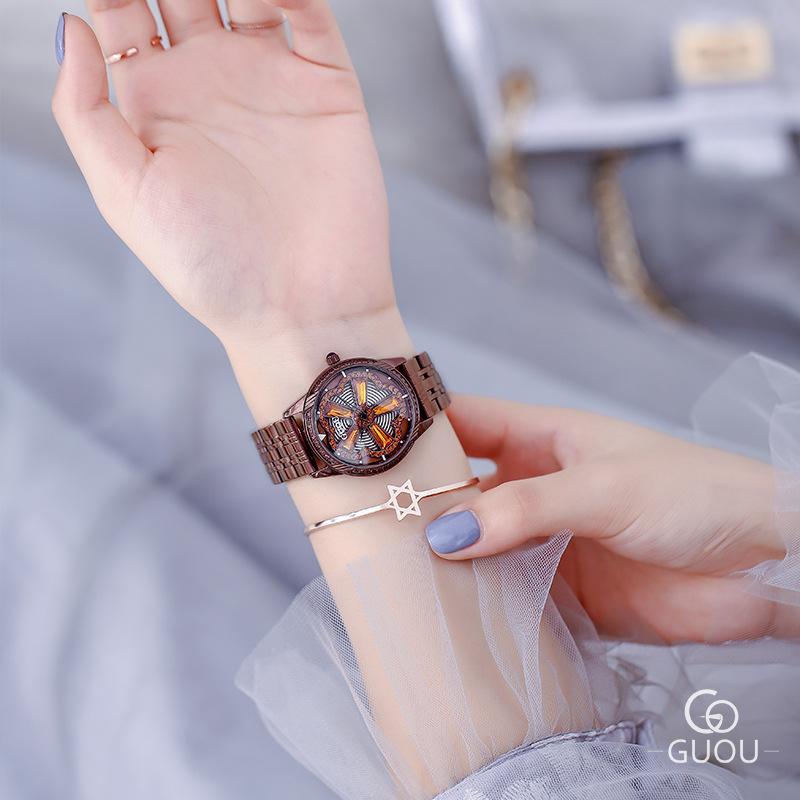 Rotating Dial Waterproof Fashion Trend Large Dial Heavy Industry Diamond Ladies Watch Quartz Watch
