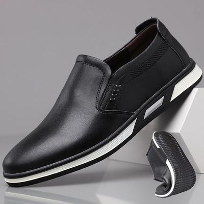 2025 Autumn New Men's Daily Casual Leather Shoes Men's Leather Breathable White Leather Shoes Driving Doudou Shoes 3068