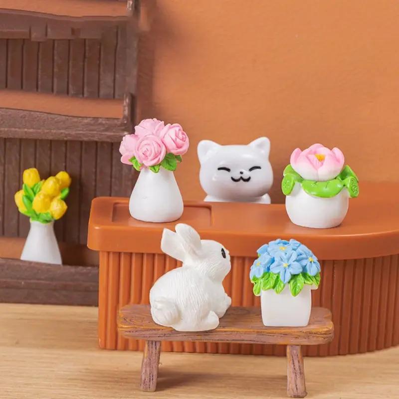 Miniature Landscape Simulation Potted - Colorful Resin Flower Model, Artificial Plant Desktop Decoration