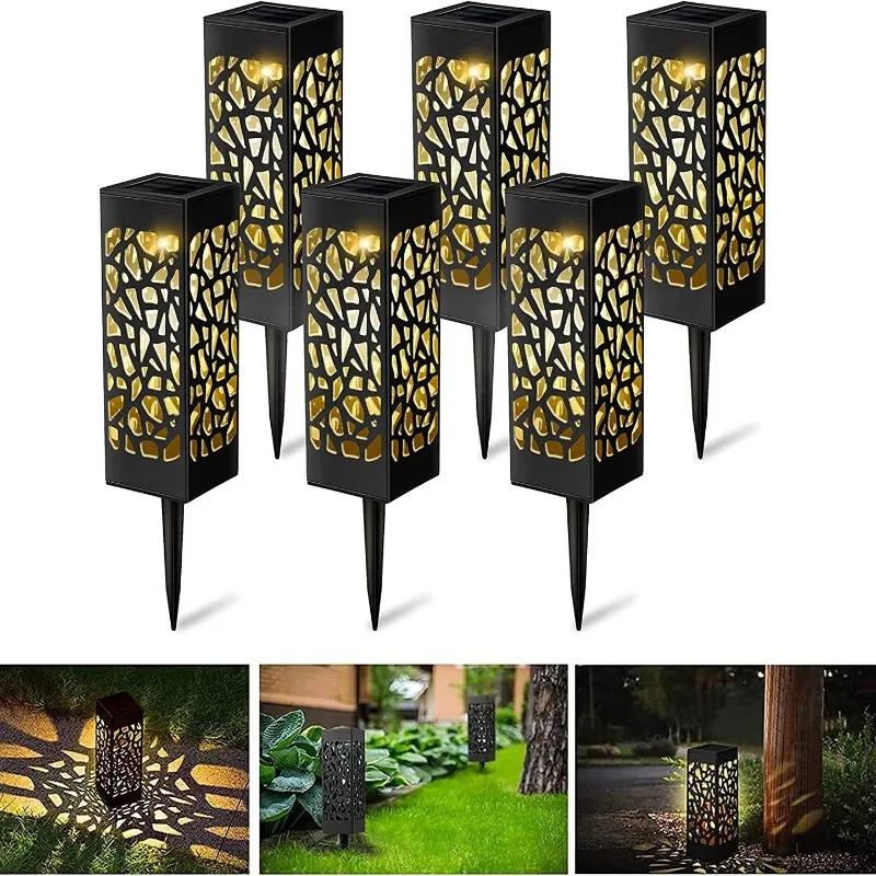 

6PCS Outdoor Solar Lights Waterproof LED Hollow Pattern Garden Lamp Auto Sensor Pathway Lighting for Yard Patio Garden Decor