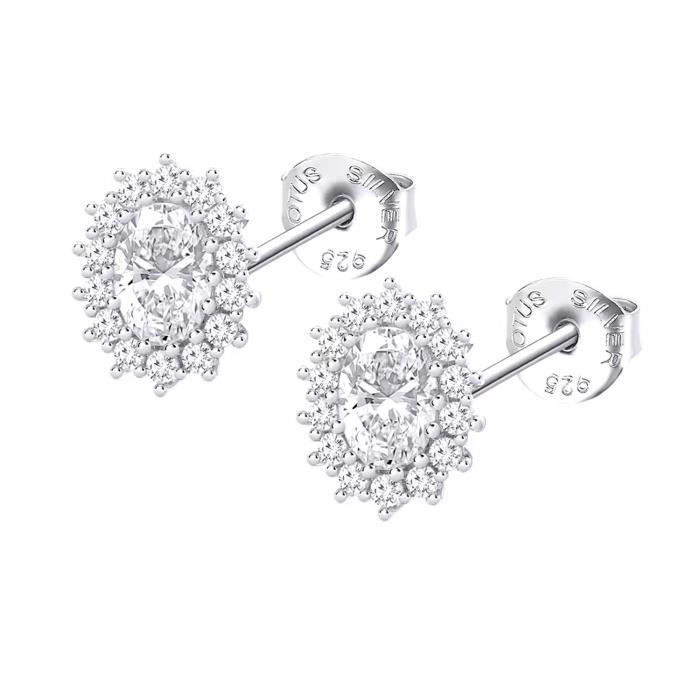 Boucles D'oreilles - LOTUS - Clous D'oreilles Silver Marguerite - Argent 925 - Oxyde De Zirconium - Blanc