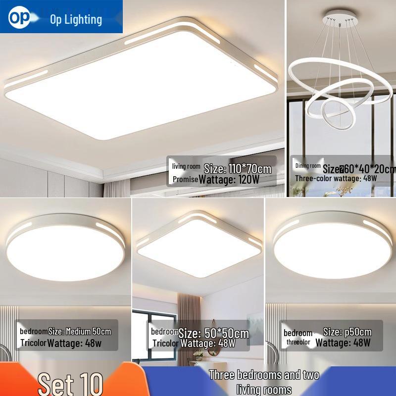 Ultra-Thin Minimalist LED Ceiling Light for Living Room, Dining Room, Bedroom - Modern Whole House Lighting Package