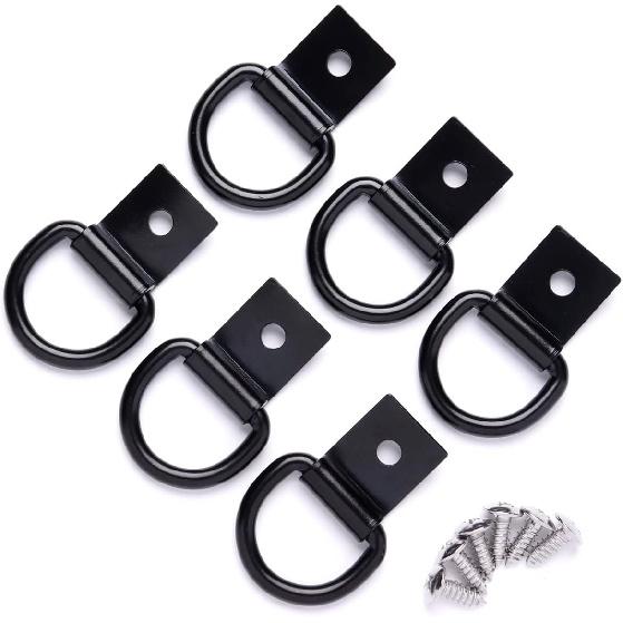 6 Pcs D-Ring Tie Down Anchors 1/4" Heavy Duty Steel Tie Down Hooks For Truck, Trailer, Camper, Warehouse, Garage, Boat, Cargo Control Surface Mount,