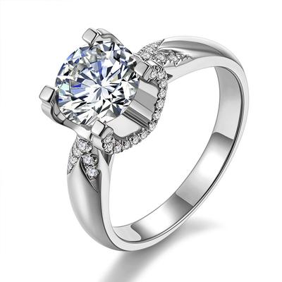 New Luxury Halo Original 925 Sterling Silver Engagement Ring For Women Anniversary Gift Jewelry Wholesale R6124