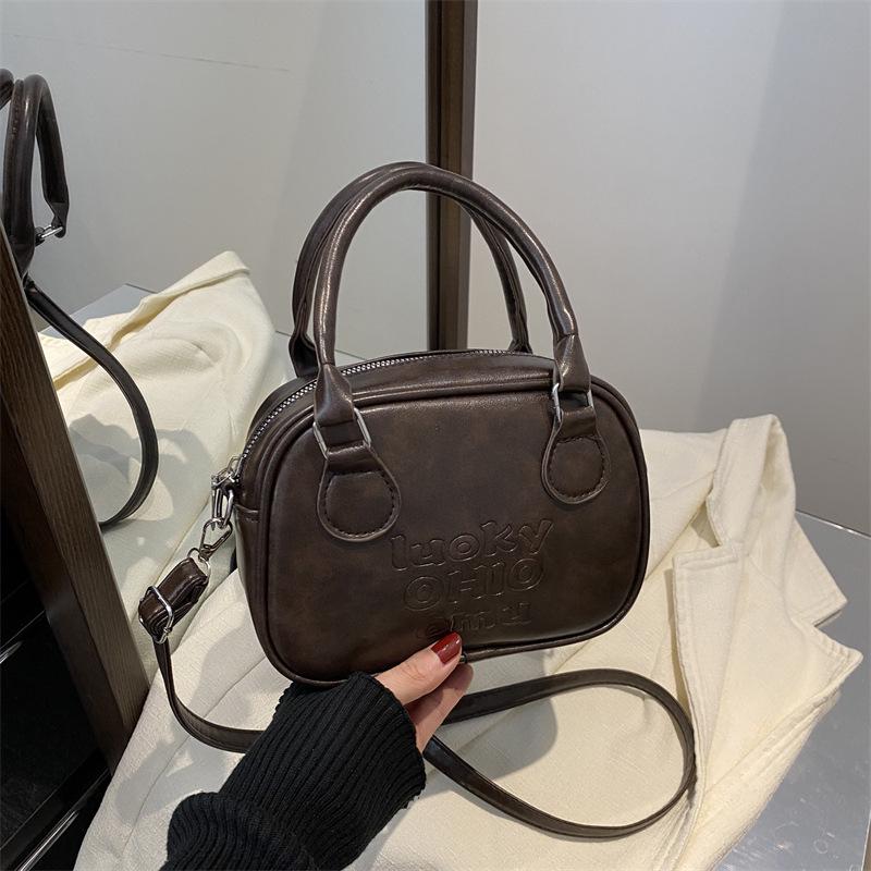 Women's 2025 Large Capacity Korean Fashion Shoulder & Crossbody Bag - Casual Retro Solid Color Handbag