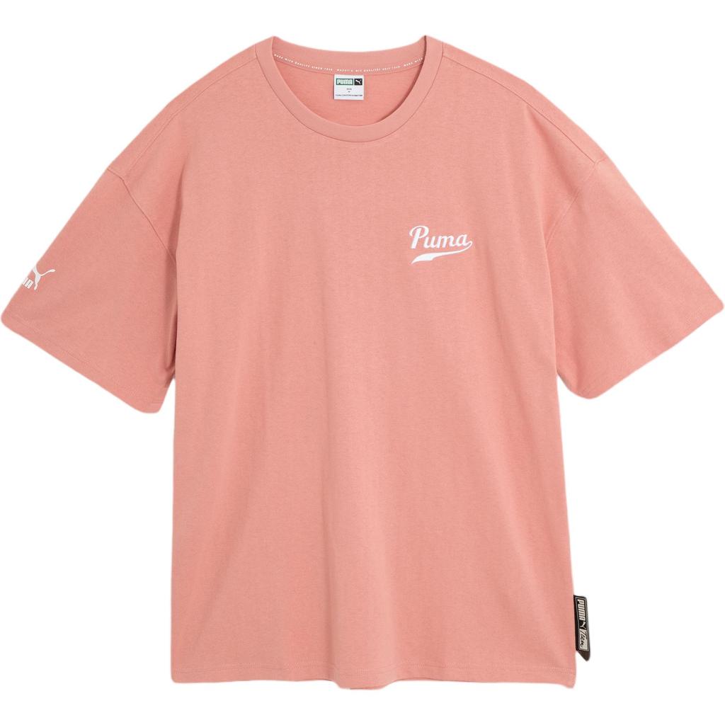 Puma Team Lifestyle Series Casual Round Neck Comfortable Short Sleeve T-Shirt Men Tops Rose-Pink 537874-24