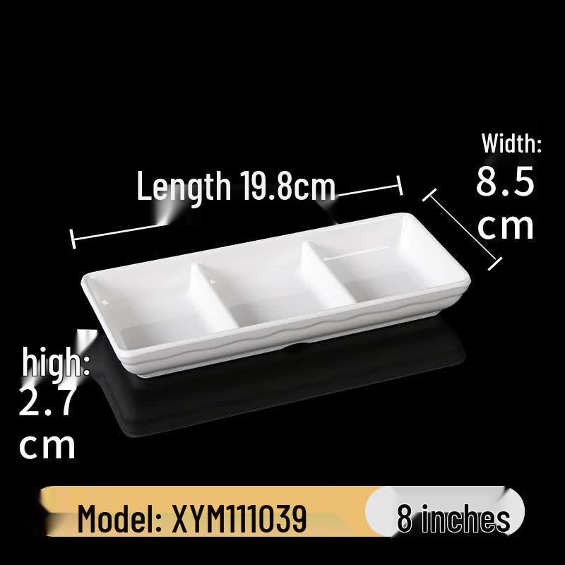 White Melamine 3-Compartment Dipping Dish Set