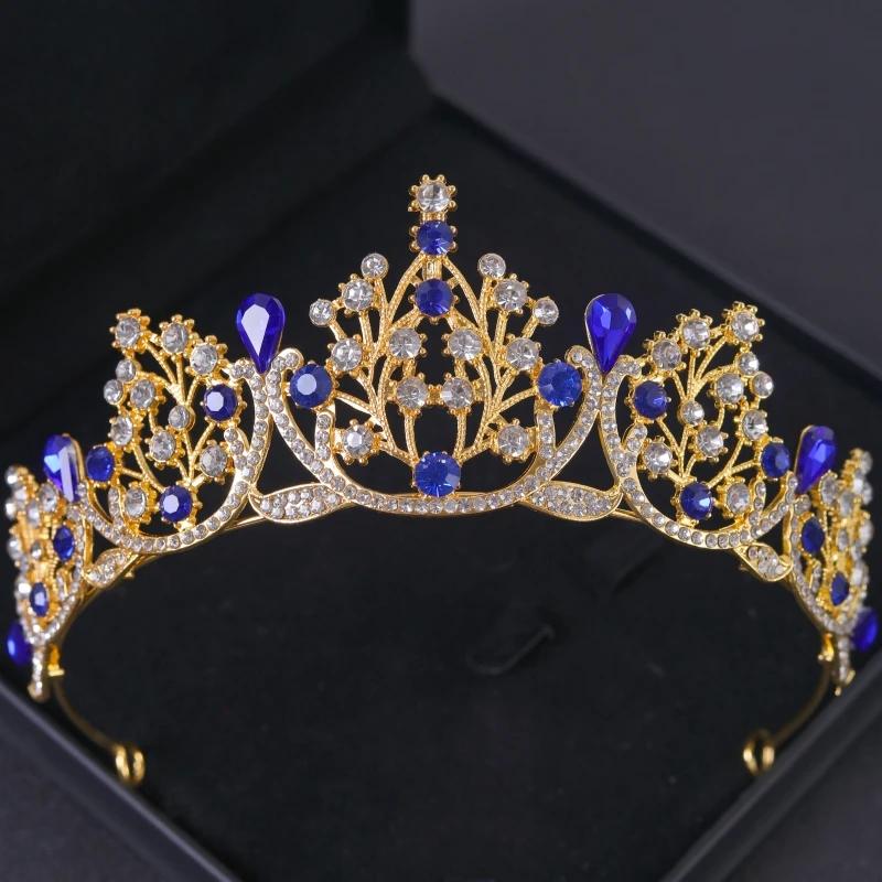 Baroque Vintage Princess Queen Bridal Crown Headwear Crystal Tiara for Women Wedding Crown Hair Dress Accessories Jewelry Crown