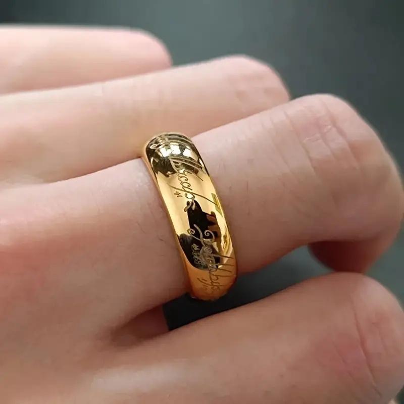 

Модное мужское кольцо из премиальной титановой стали, с золотым покрытием, устойчивое к выцветанию, стильный мужской аксессуар 9 золотой